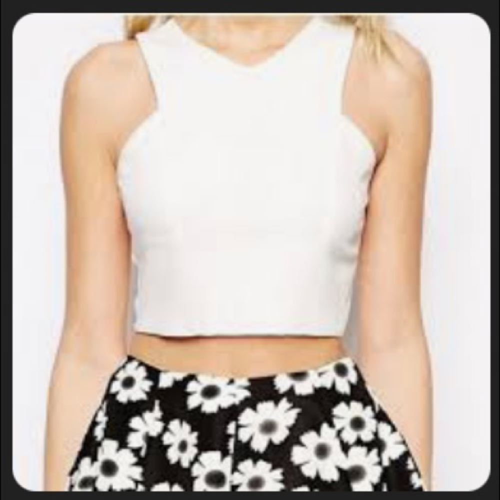 TOPSHOP Ivory Cropped Tank Top w/ Back Zipper